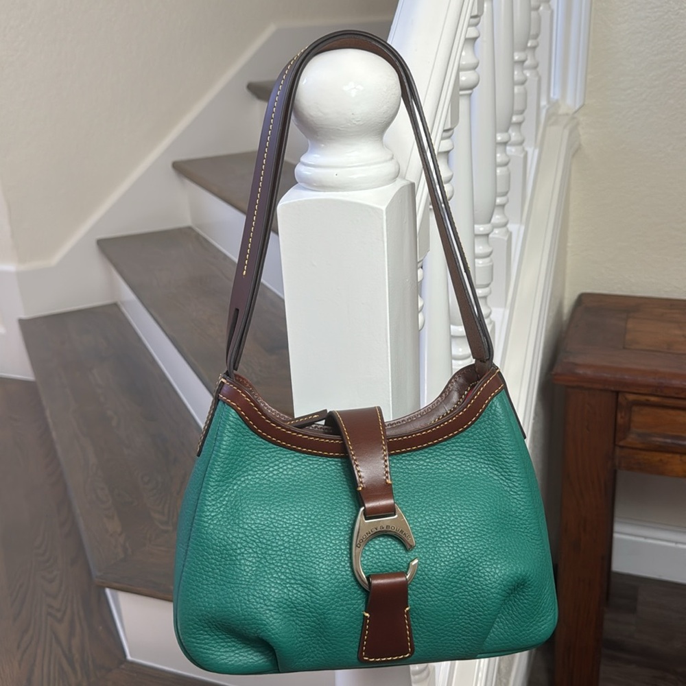 Dooney & Bourke Hobo Elegant Green and Brown Leather Women's Shoulder Bag.
